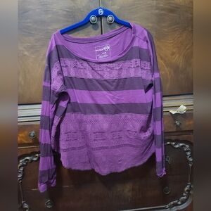 Free People Oversized Lace Inset Top SM